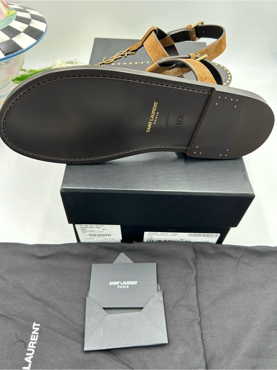 Men\'s Saint Laurent CASSANDRE YSL logo sandals size 42.5 made in Italy main image 4
